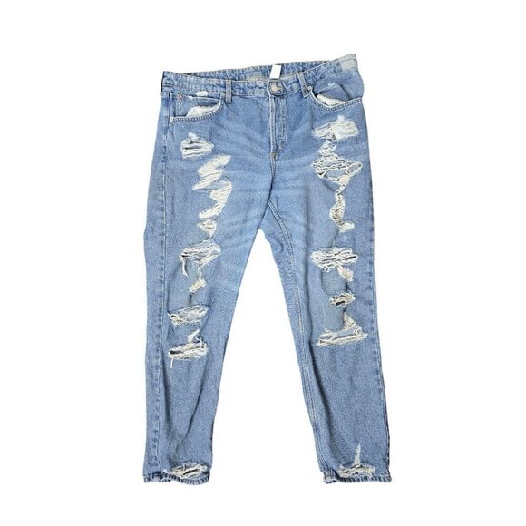 H&M Boyfriend Low Waist Distressed Jeans size 14 - Picture 2 of 12